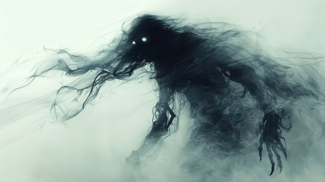 A mythical creature emerging from the depths of a crystal-clear lake, in white background