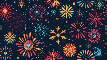 Captivating Diwali Fireworks with Intricate Geometric Patterns
