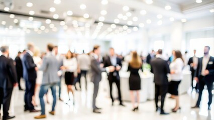 Corporate Event Blur - Blurred background of a corporate event with people networking.
