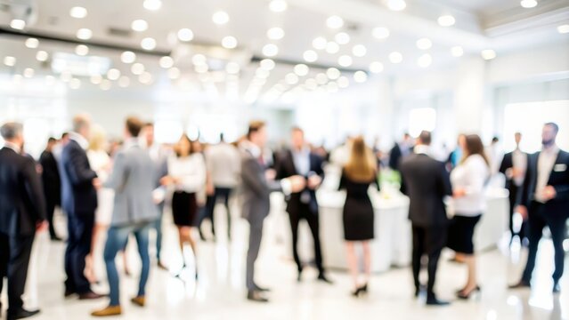 Corporate Event Blur - Blurred background of a corporate event with people networking.
