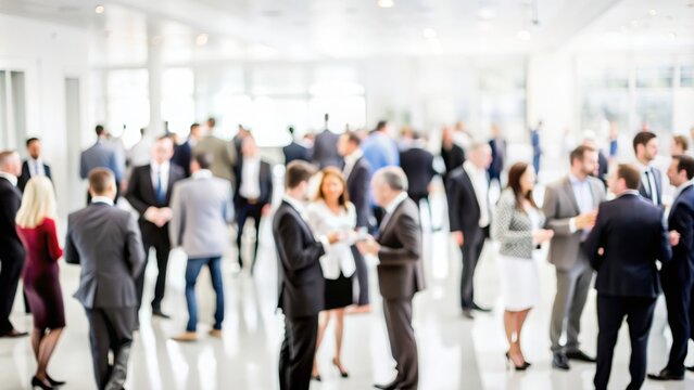Business Networking Blur - Blurred background of people networking at a corporate event.
