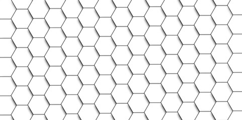 Naklejka premium Abstract white background with hexagons . white Hexagonal Background Luxury White Pattern seamless bright white abstract honeycomb background 3D Futuristic abstract geometric mesh cell texture.