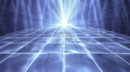 Obraz premium Futuristic Abstract Background with Light Rays and Shiny Glass Surface, Digital Environment Concept