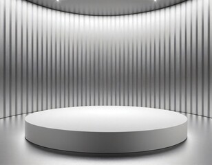 실버와 화이트 배경에 빈 단상. 제품 프리젠테이션을 위한 목업 이미지.