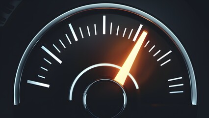 Naklejka premium a vehicle's fuel gauge, depicted in a dark background with a circular design. The gauge features numerical markings to indicate the amount of fuel remaining, ranging from empty to full.