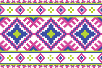 Ethnic abstract pixel art. geometric ethnic pattern color oriental. Colorful pattern. Design for background ,curtain, carpet, wallpaper, clothing, wrapping.