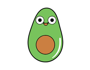 Cartoon Kawaii Avocado Vector Illustration stock illustration