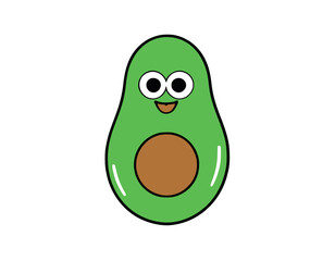 Cartoon Kawaii Avocado Vector Illustration stock illustration