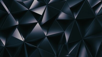 A dark geometric pattern composed of  chaotic triangular shapes. The overall color is a deep, matte black