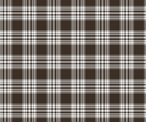 Plaid fabric pattern, brown, white, seamless for textiles and design clothing, skirts, pants, blankets or apron fabric, decorative fabric.Vector illustration.