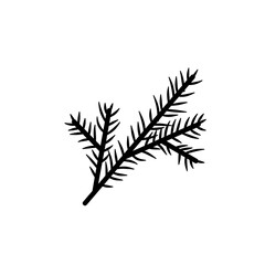 Christmas Tree Branch Black Silhouette Vector 