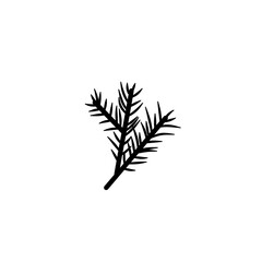 Christmas Tree Branch Black Silhouette Vector 