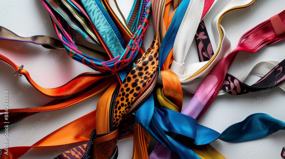 Aufkleber colorful ribbons in a tangle on a white background, creating a visually intriguing abstract composit