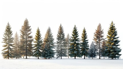 Obraz premium A forest of sentient trees, each with its own personality and wisdom, in white background