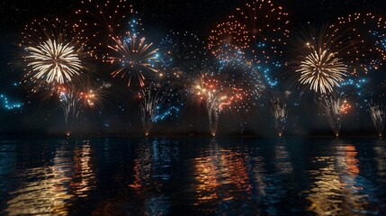 Fireworks Display Over Calm Water