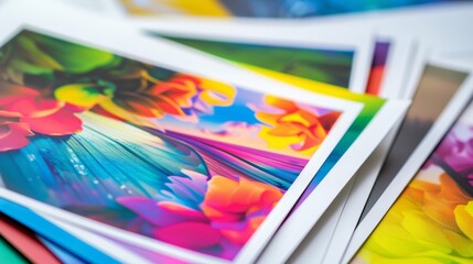 Vibrant abstract image printed on paper using offset or digital printing techniques