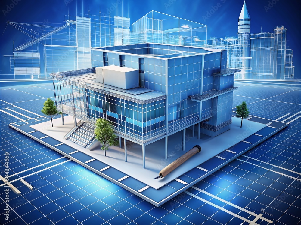 Poster architecture drawing on architectural creative project business architecture building construction i