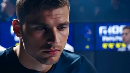 Close Up of Man Looking at Camera in a Dark Room