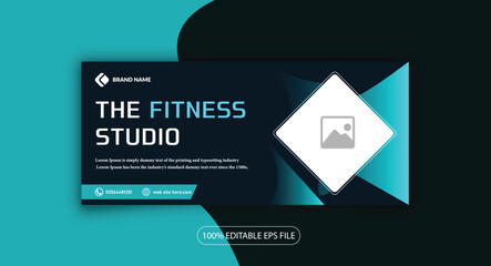 Fitness gym training facebook cover and web banner psd template