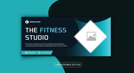 Fitness gym training facebook cover and web banner psd template