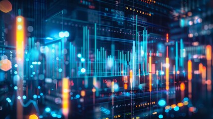 Abstract Digital Data Visualization of Financial Market