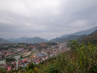 Obraz premium View form The Top of Sapa City Hill