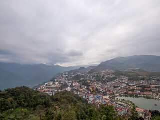 Obraz premium View form The Top of Sapa City Hill