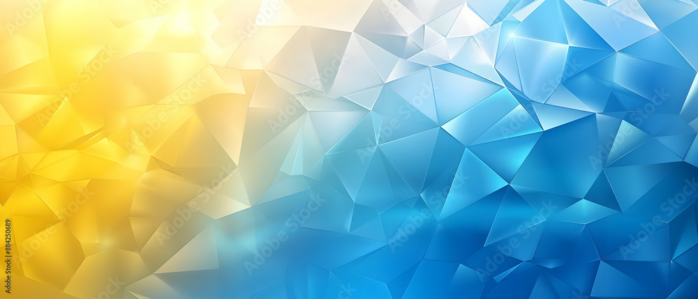 Poster abstract low-poly geometric background with gradient colors transitioning from yellow to blue. ideal