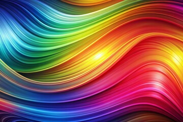 Naklejka premium Vibrant multicolored abstract design featuring flowing wave patterns in a smooth gradient of colors, evoking a sense of dynamic movement and creative energy.