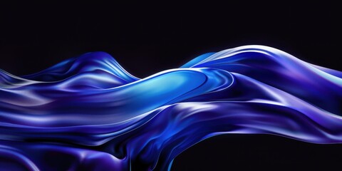 Blue and purple flowing silk-like waves on a black background