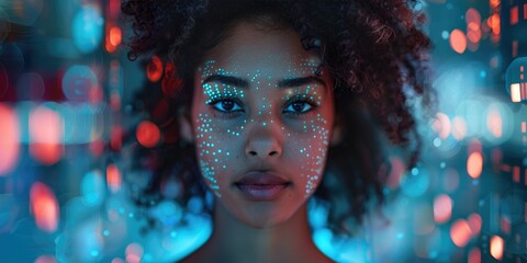 Mixed race black african american female IT specialist analysing artificial intelligence threats to consumer data and privacy leaks. 