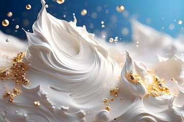 texture of white cosmetic skin care cream with gold dust. White lotion, moisturizer, cream cosmetic background