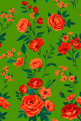 Seamless pattern with vintage roses for summer dress fabrics