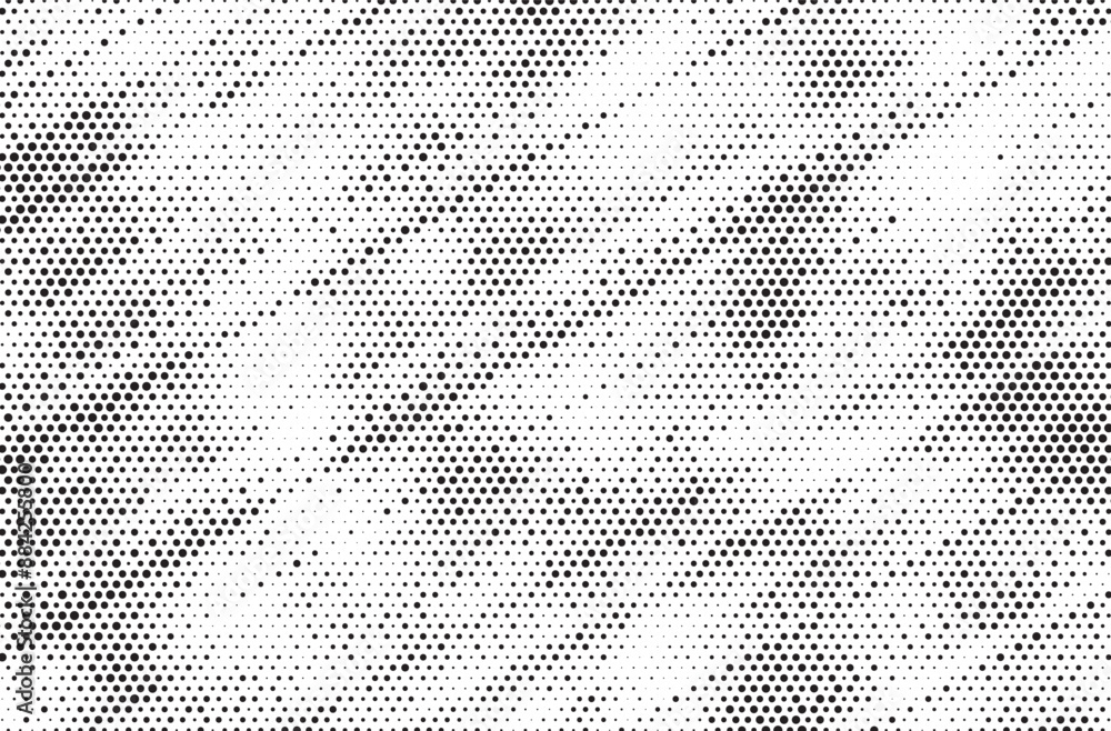 Poster Triangular halftone texture retro wave vector. Geometric technology abstract diagonal dotted background. Half tone triangles retro comic pattern. Minimal 80s style dynamic tech structure wallpaper.