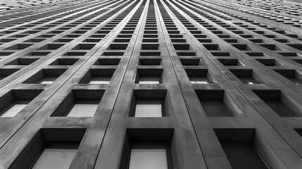 Modern building facade with repeating window pattern.