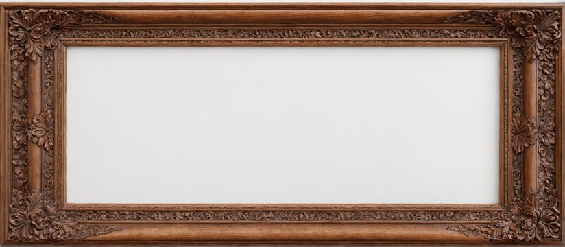 ornate wooden frame white background made dark wood