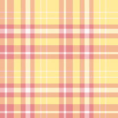 Seamless pattern in comfortable pink, yellow and white colors for plaid, fabric, textile, clothes, tablecloth and other things. Vector image.