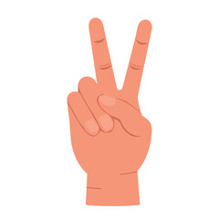 Victory hand sign. Vector illustration isolated on a white background.