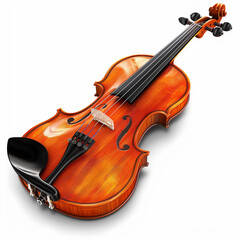 Fototapeta premium A wooden violin with strings, a classic bowed instrument for music concerts
