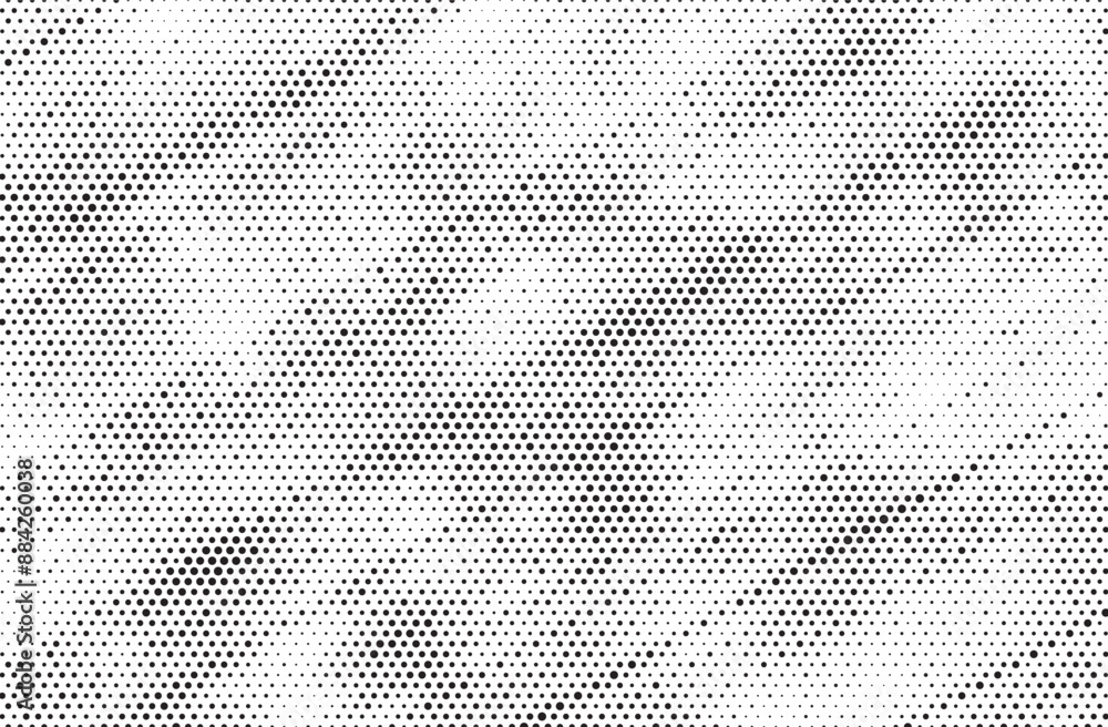 Poster Triangular halftone texture retro wave vector. Geometric technology abstract diagonal dotted background. Half tone triangles retro comic pattern. Minimal 80s style dynamic tech structure wallpaper.
