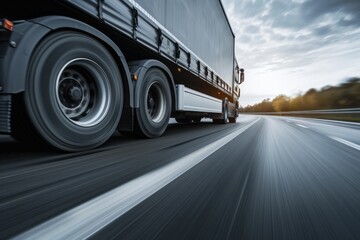 Semi-Truck on a Highway in Motion