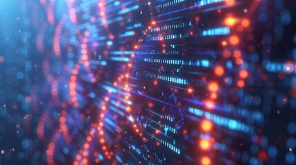 A clean and modern biotechnology background with a focus on bioinformatics, showing data streams, genetic codes, and abstract representations of biological processes