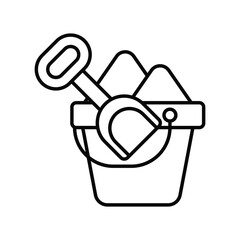 sand bucket line icon with white background vector stock illustration