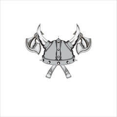 Vikings Armor, Vikings Helmet, Vikings Logo, Vikings Tattoo, Vikings Exe Hand Drawing Isolated Vector Image 
