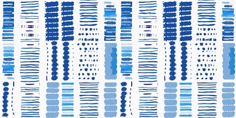 Modern blue white irregular beach stripe border for summer doodle banner design. Coastal mariner background for seaside living style in repeatable edging ribbon trim