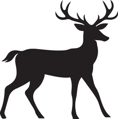 Deer silhouette vector art illustration with a white background