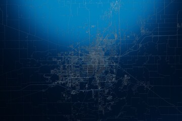Street map of Springfield (Illinois, USA) engraved on blue metal background. View with light coming from top. 3d render, illustration