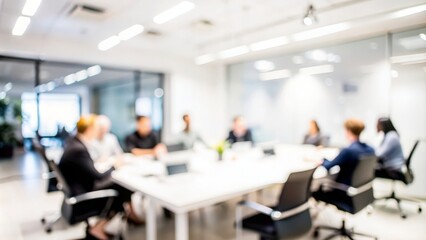 Tech Startup Meeting Blur - Blurred background of a brainstorming session in a tech startup meeting room.
