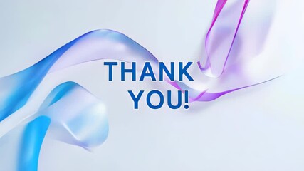 Colorful Thank you animated poster text on white background, featuring wavy lines. gratitude in business, event invitations and personal thank you notes