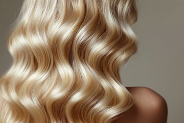 Fototapeta premium Close-up image showcasing the rich texture and waves of lush blonde hair